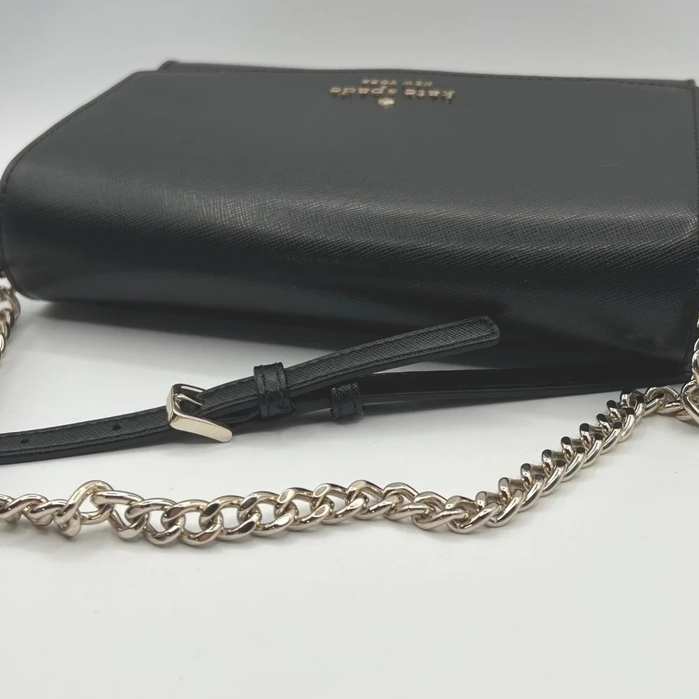 Kate Spade New York Margot Convertible Black Saffiano Leather Chain Crossbody